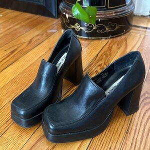 Steve Madden Black Platform Loafers with Chunky Heel